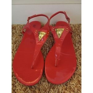 Guess Factory Carmela Pink T-Strap Sandals